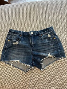 Blank NYC Dark Blue Distressed Denim Cutoff Shorts